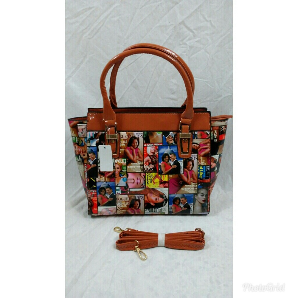 Michelle Obama Magazine Cover Style Tan Handbag
